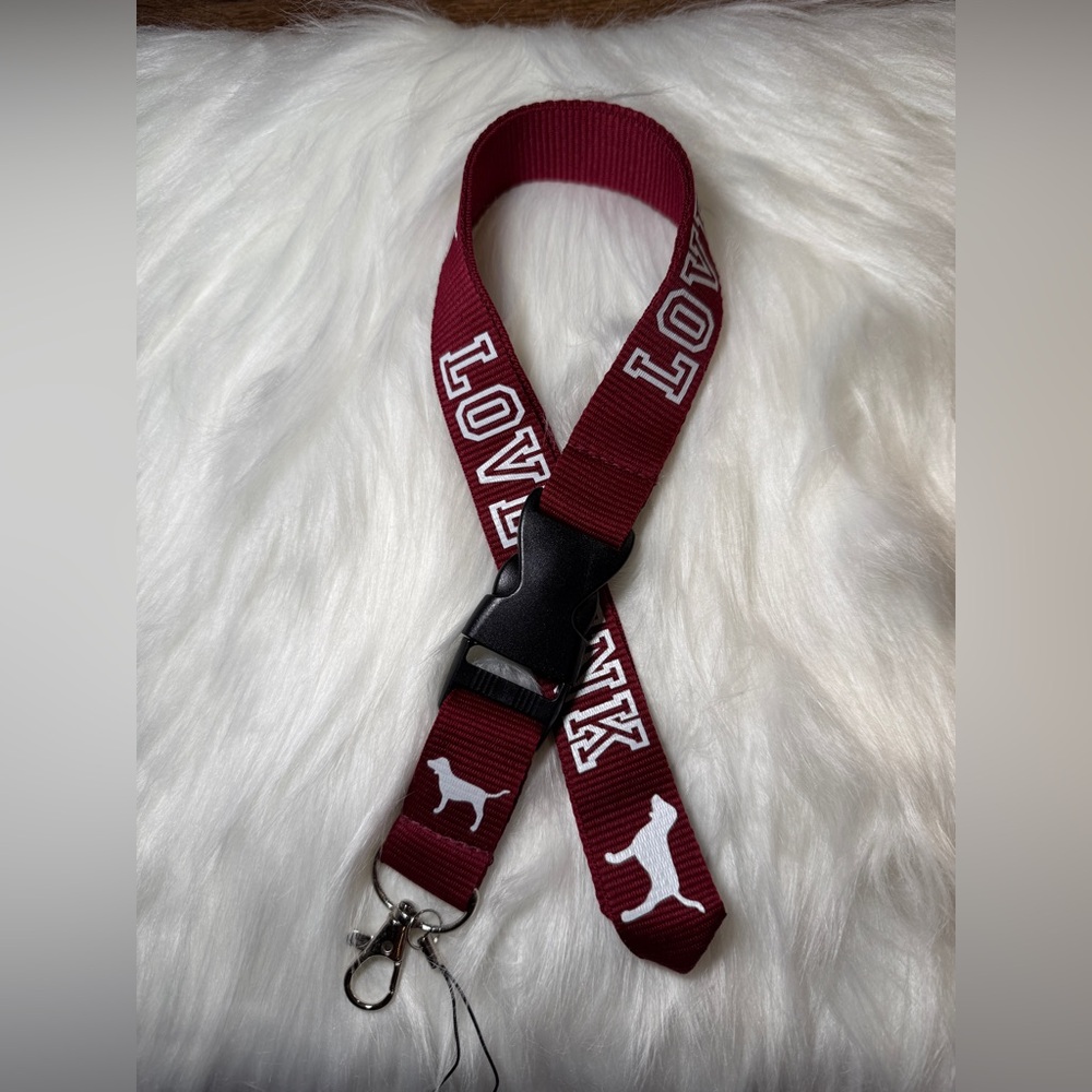 LOVE PINK Victoria secret Detachable Lanyard in Maroon Burgundy Red